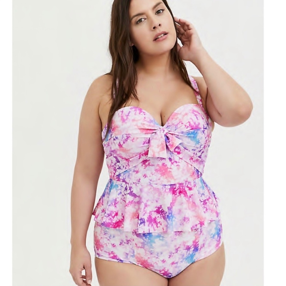 Torrid pink tie dye midkini and bottoms.